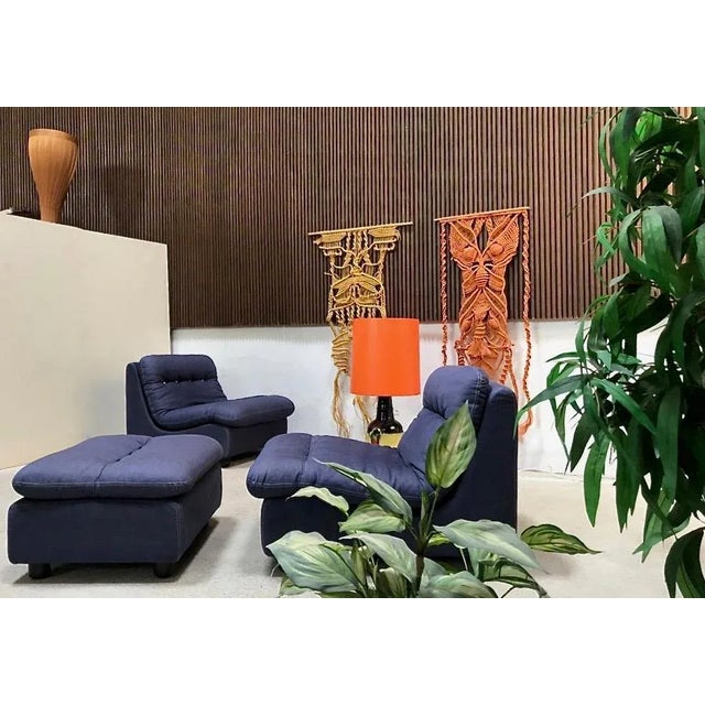 German Modular Lounge Chairs and Ottoman Set, 1960s, Set of 3 For Sale - Image 16 of 18