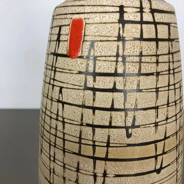 Large Op Art Abstract German Pottery Floor Vase from Bay Ceramics, 1960s For Sale - Image 6 of 15