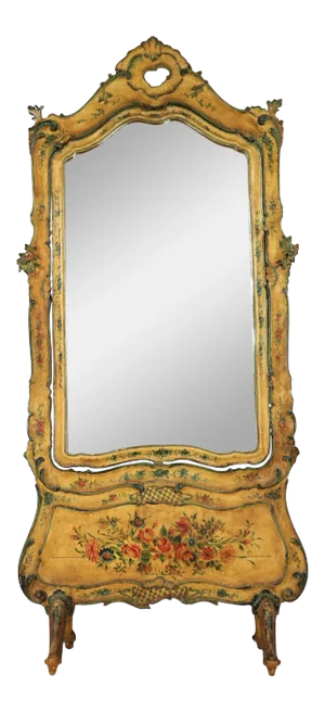 19th Century Venetian Painted Cheval Mirror