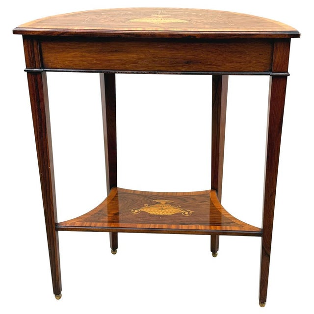 Small Antique Rosewood Demi Lune Side Table, 1890 For Sale - Image 12 of 17