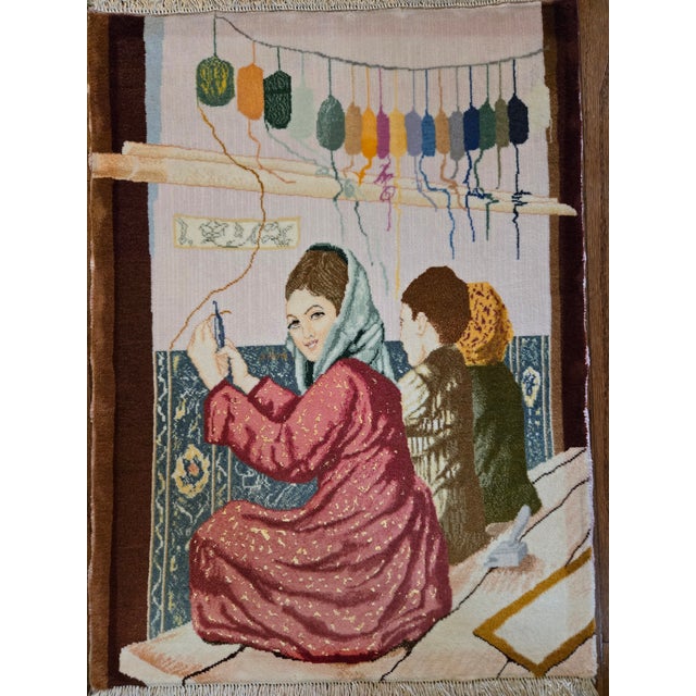 1970s Vintage Persian Pictorial Tabriz Rug, Hand-Knotted Wool For Sale - Image 5 of 18