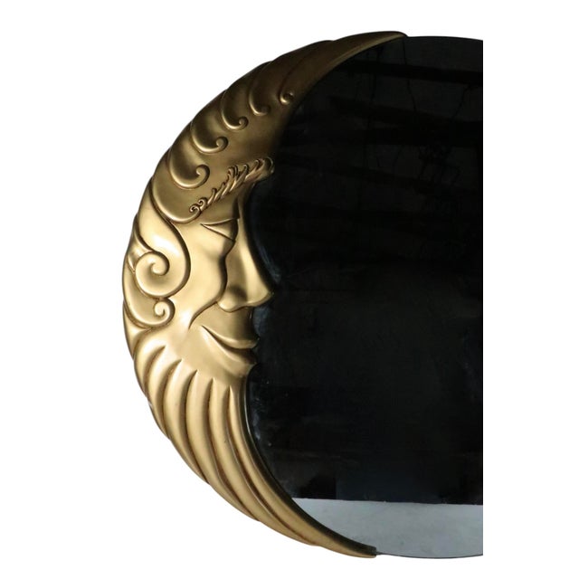 Glass Whimsical Vintage Celestial Man on the Moon Mirror C. 1970/80's For Sale - Image 7 of 7