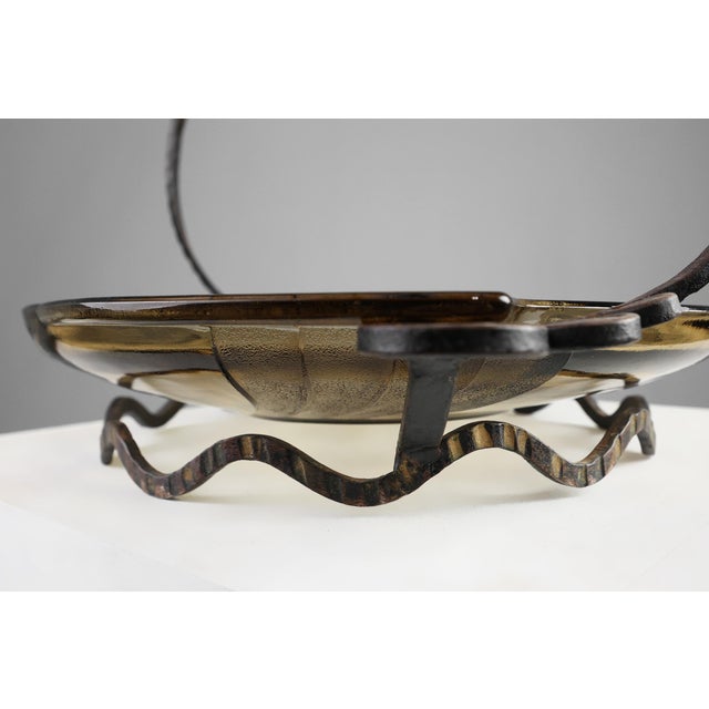 Art Deco Glass and Metal Fruit Bowl, France, 1920s For Sale - Image 4 of 11