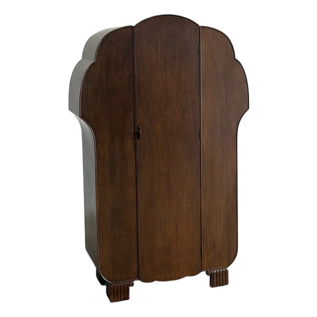 1950s Art Deco Walnut Armoire For Sale