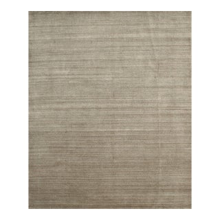 9x12 Louie Isla Brown Handmade Solid Open Field Modern Wool & Viscose Carpet Rug For Sale