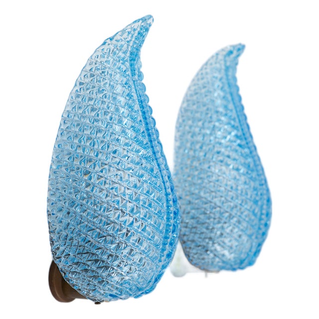 Vintage Art Deco Murano Glass Wall Lamps from Barovier & Toso, 1920s, Set of 2 For Sale