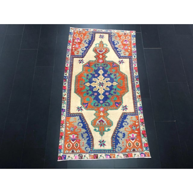 Vintage Multicolor Turkish Floral Design Handmade Wool Area Rug For Sale - Image 11 of 11
