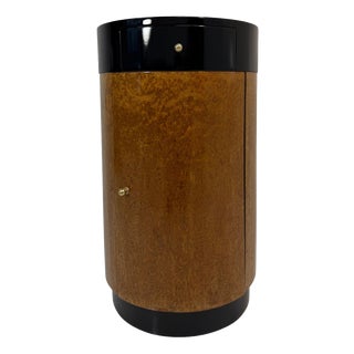 Italian Cylindrical Cabinet in Reconstituted Wood Veneer, 1980s For Sale