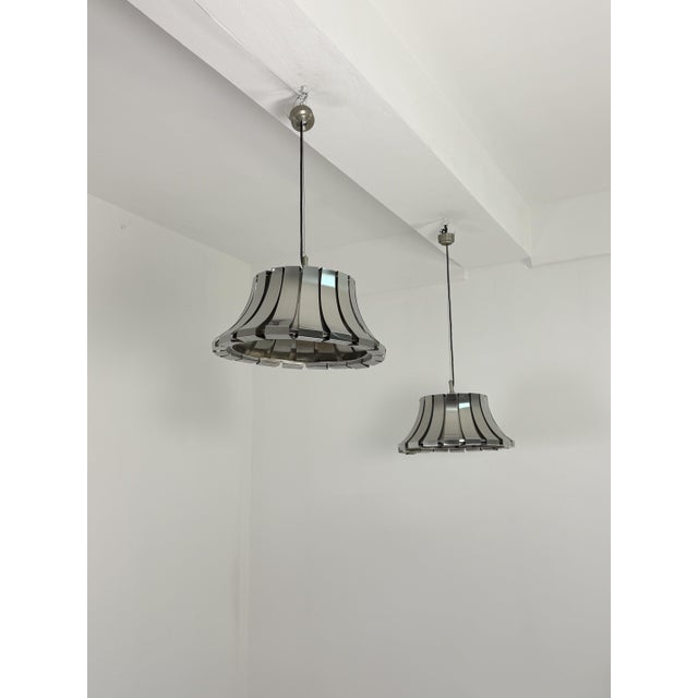 Martinelli Luce Steel Pendants by Elio Martinelli for Martinelli Luce, 1990s, Set of 2 For Sale - Image 4 of 13