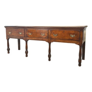 Large Early 18th Century English George I Oak Dresser Base, 1720 For Sale