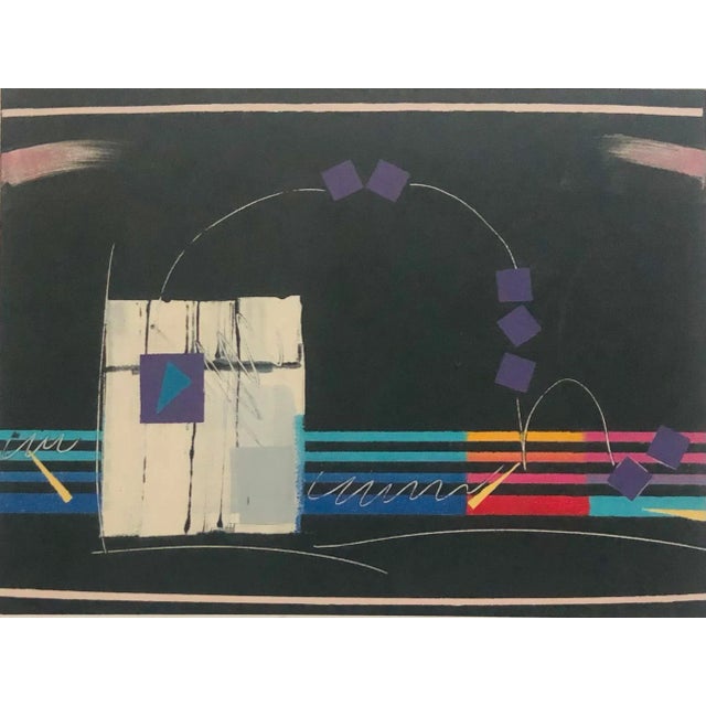 Vintage Geometric Abstract Lithograph Print Signed 80's For Sale - Image 10 of 10