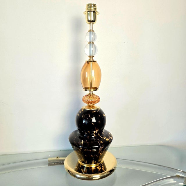 Mid-Century Modern 1990s Mid Century Modern Leopard Murano Glass Table Lamps - a Pair For Sale - Image 3 of 10