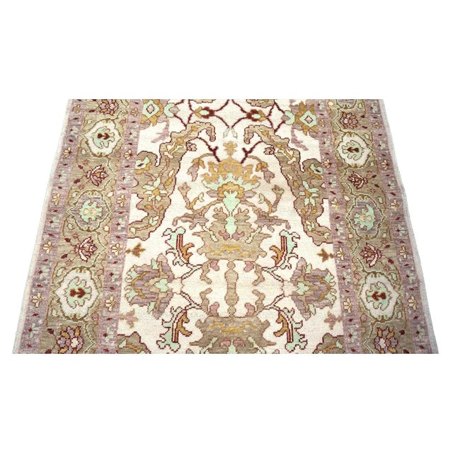 Persian Sultanabad Wool 4x18 Light Khaki & Ivory Handmade Gallery Rug #1143260 For Sale - Image 4 of 7