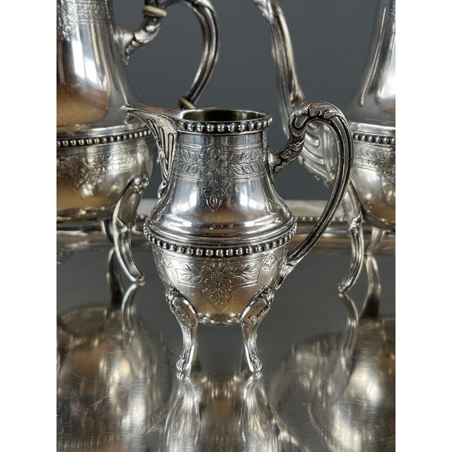 Late 19th Century Silver-Plated Metal Tea and Coffee Service, Set of 5 For Sale - Image 3 of 12
