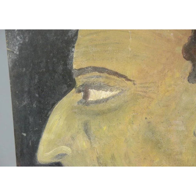 Gold Modernist Paintings, 1940s, Oil on Board, Set of 2 For Sale - Image 8 of 10