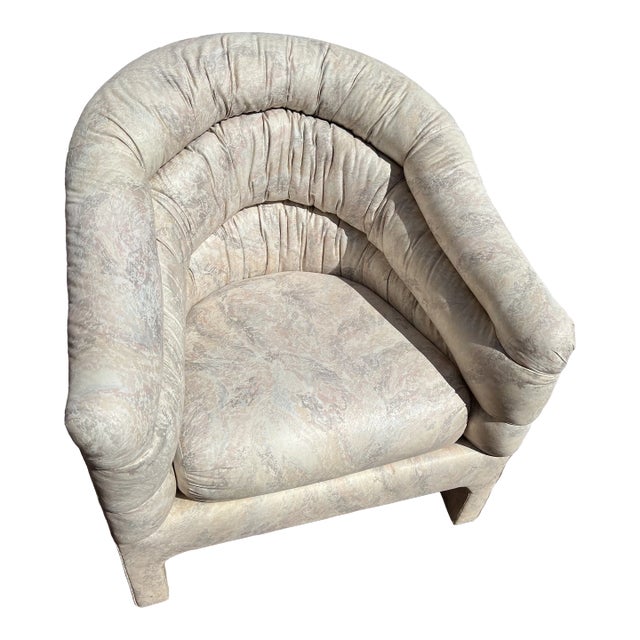 1980s White Pattern Fabrics Club Chair by Carsons For Sale