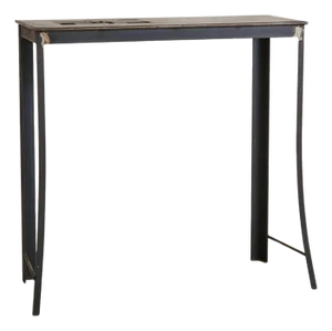 French Industrial Steel Console Table with Gear Detail, 1950s