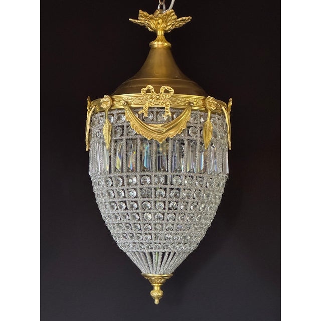 1980 French Louis XVI Gold Bronze Crystal Lantern - 1 Pc For Sale - Image 13 of 15