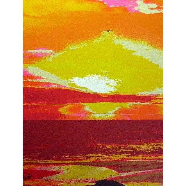 Greg McBride "Sea Set Red" Beach Ocean Sunset Bird Signed & Numbered Serigraph Unframed, 1978 For Sale