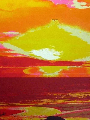 Greg McBride "Sea Set Red" Beach Ocean Sunset Bird Signed & Numbered Serigraph Unframed, 1978
