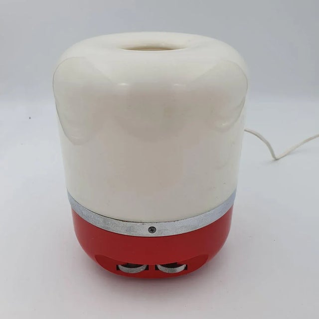Plastic Vintage Red and White Radio Lamp by Adriano Rampoldi for Europhon For Sale - Image 7 of 11