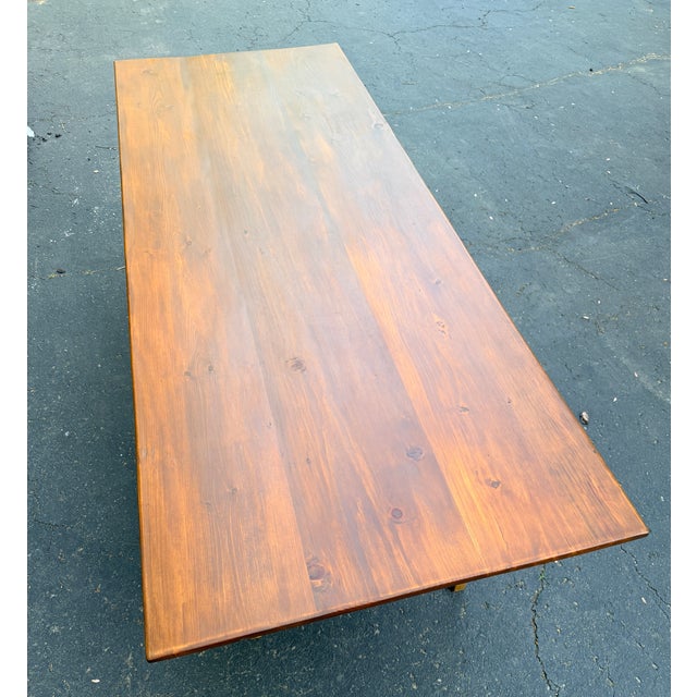 Traditional Early 20th Century New England Country Vernacular Pine Harvest Table For Sale - Image 3 of 9