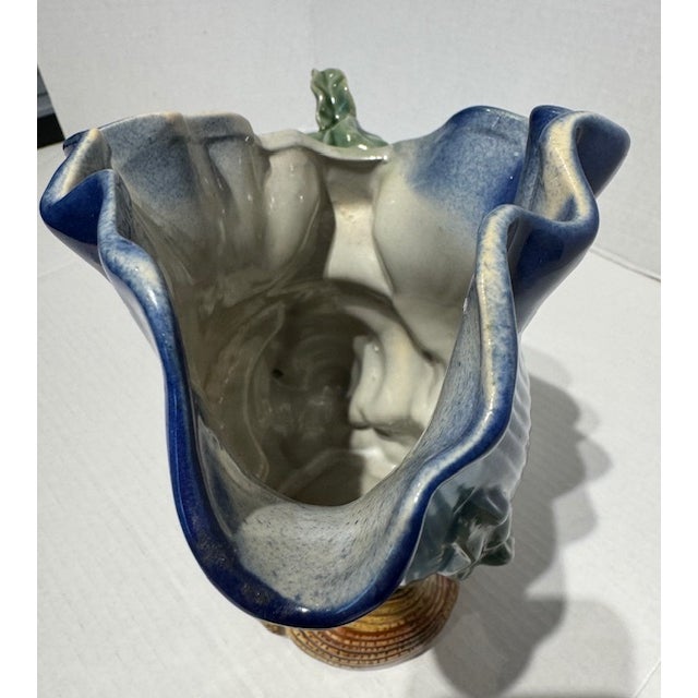 Vintage French Style Majolica Shell Pitcher Marked 7847 For Sale - Image 6 of 10