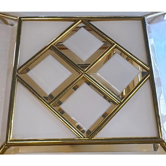 Mid 20th Century Italian Brass and Frosted Opaline Glass Flush Mount Ceiling Light For Sale - Image 15 of 18