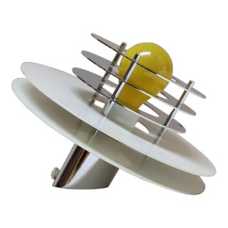 Vintage Italian Oblique Asymmetrical "Disk" Table Lamp in Chrome and Metal For Sale