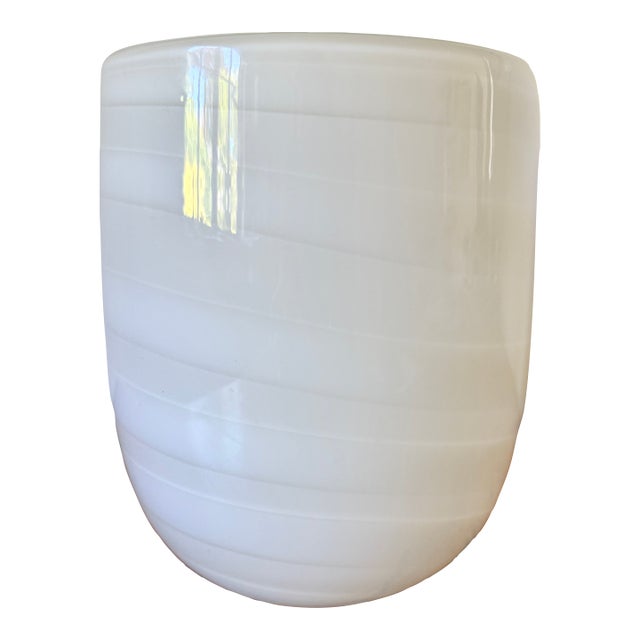 Handblown White & Cream Large Swirled Vase For Sale