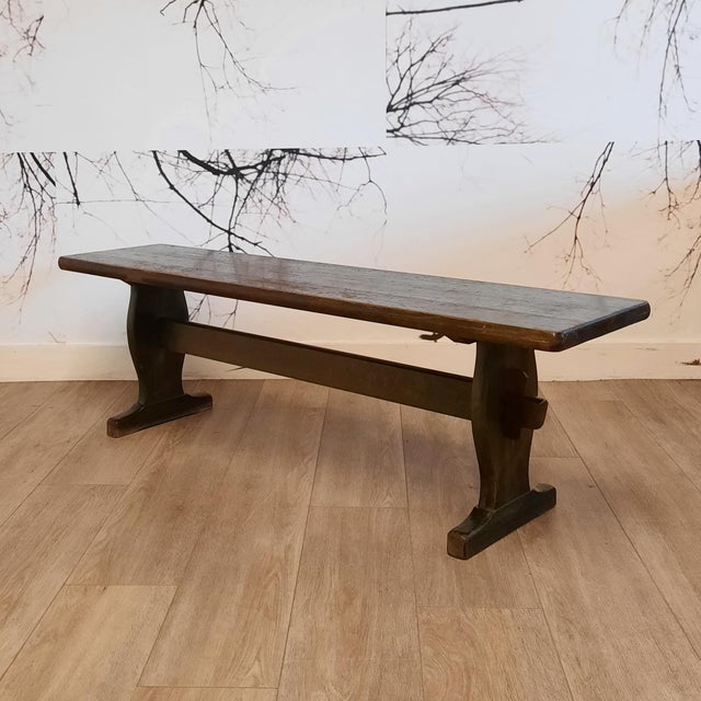 Vintage Green Wooden Bench, 1960s For Sale - Image 4 of 7