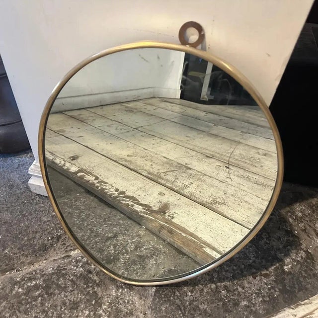 Mid-Century Modern 1950s Giò Ponti Style Mid-Century Modern Brass Italian Oval Wall Mirror For Sale - Image 3 of 9