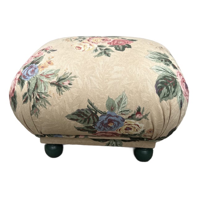 1970s Petite Hollywood Regency Footed Pouf For Sale