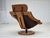 Swedish Swivel Armchair in Nubuck Leather, Canvas and Beech Bentwood, 1980s For Sale - Image 9 of 18
