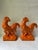 Antique Pair of Orange Painted Metal Cast Iron Roosters Chickens BOOKENDS Very heavy, approximately 63/4” tall 4 1/4” wide...
