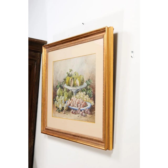 19th Century French Fruit Still Life Watercolor Painting Signed E Calmant, Framed For Sale - Image 11 of 13