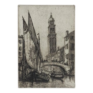 Early 20th Century Venice Canel Etching For Sale