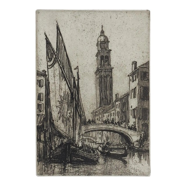 Early 20th Century Venice Canel Etching For Sale
