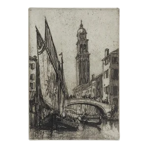 Early 20th Century Venice Canel Etching