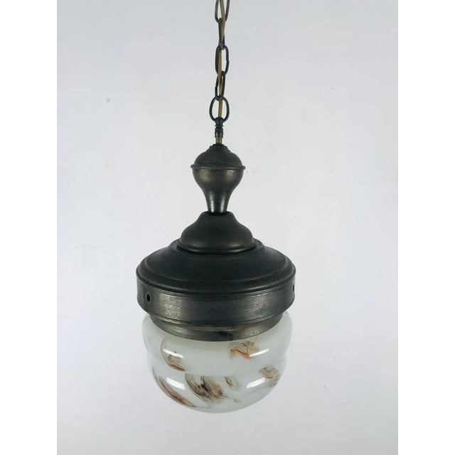 Antique Marble Glass Ceiling Lamp, 1920s For Sale - Image 6 of 17