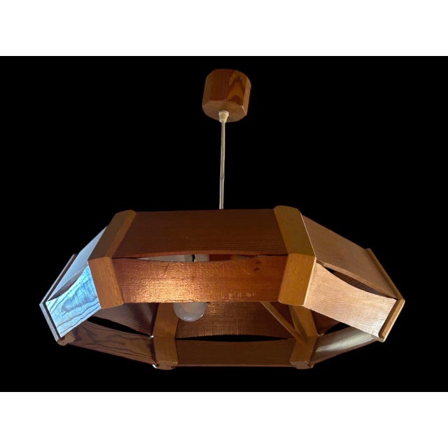 Brown Brutalist Wood Pendant, 1970s For Sale - Image 8 of 8