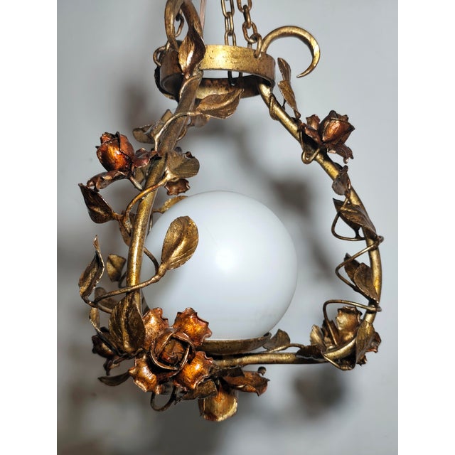 Metal Wrought Iron and Gold Leaf Lamp, Spain, 1960s For Sale - Image 7 of 17