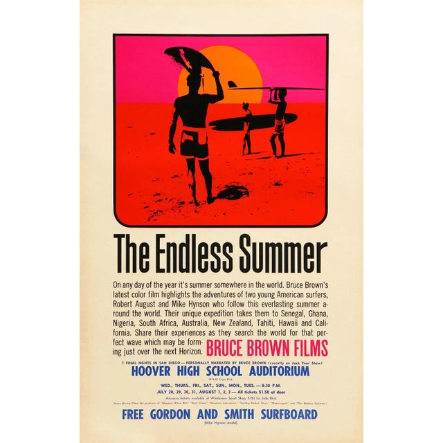 The Endless Summer Original US Film Poster by John Van Hamersveld, 1965 For Sale - Image 4 of 4