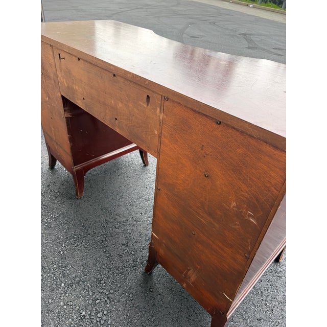 Brown Vintage American of Martinsville Mahogany Seven-Drawer Writing Desk For Sale - Image 8 of 11