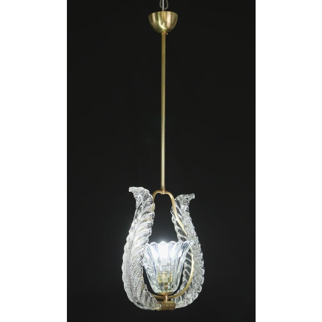 Glass Charming Murano Glass Art Deco Pendant Chandelier by Ercole Barovier, 1940s For Sale - Image 7 of 13