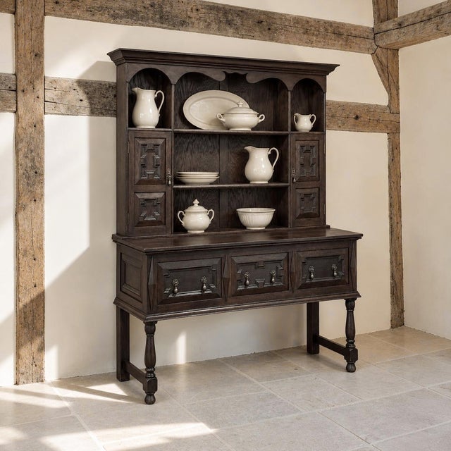 English Vintage Welsh Oak Sideboard, Hand-Crafted, British Colonial, Mid-1900s For Sale - Image 3 of 18