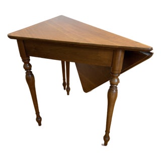 1960s Harden Furniture Solid Cherry Drop Leaf Napkin Table For Sale