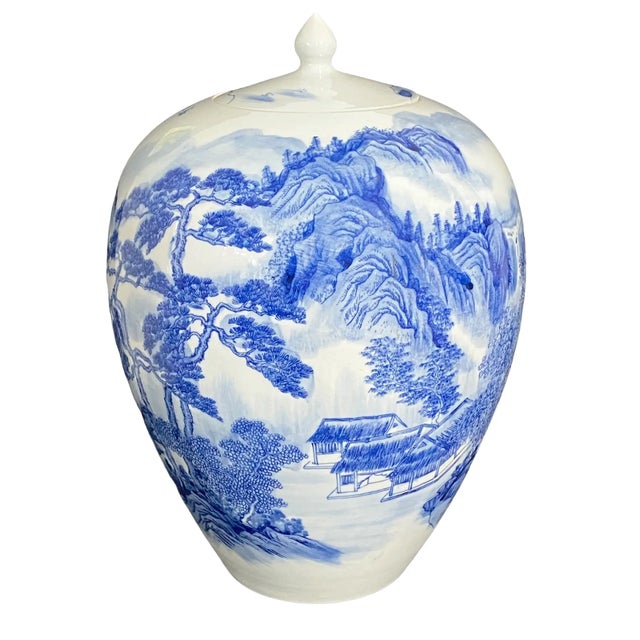 Vintage Chinese Blue & White Porcelain Ginger Jar 14" H For Sale - Image 9 of 10