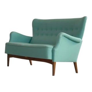 Fritz Hansen Model 8112 Settee in Teak and Wool Danish Midcentury For Sale