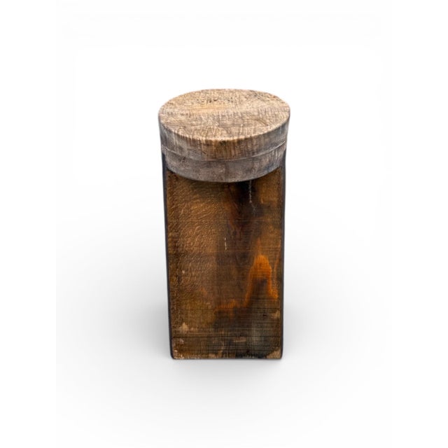 Farmhouse 24" - Handcrafted Sculptural Solid Wood Espresso "Halo" Stool For Sale - Image 3 of 11